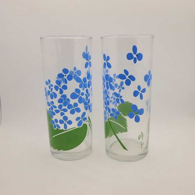 あじさいのペアタンブラーグラス デッドストック 昭和レトロ
