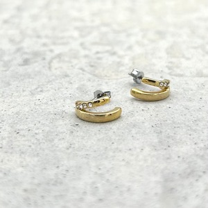 チタンポストピアス：フィットリップストーン　G型　フープ　ピアス