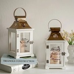 木製ハリケーンキャンドルホルダー 金色のハンドル付き 上品なテーブルセンターピース