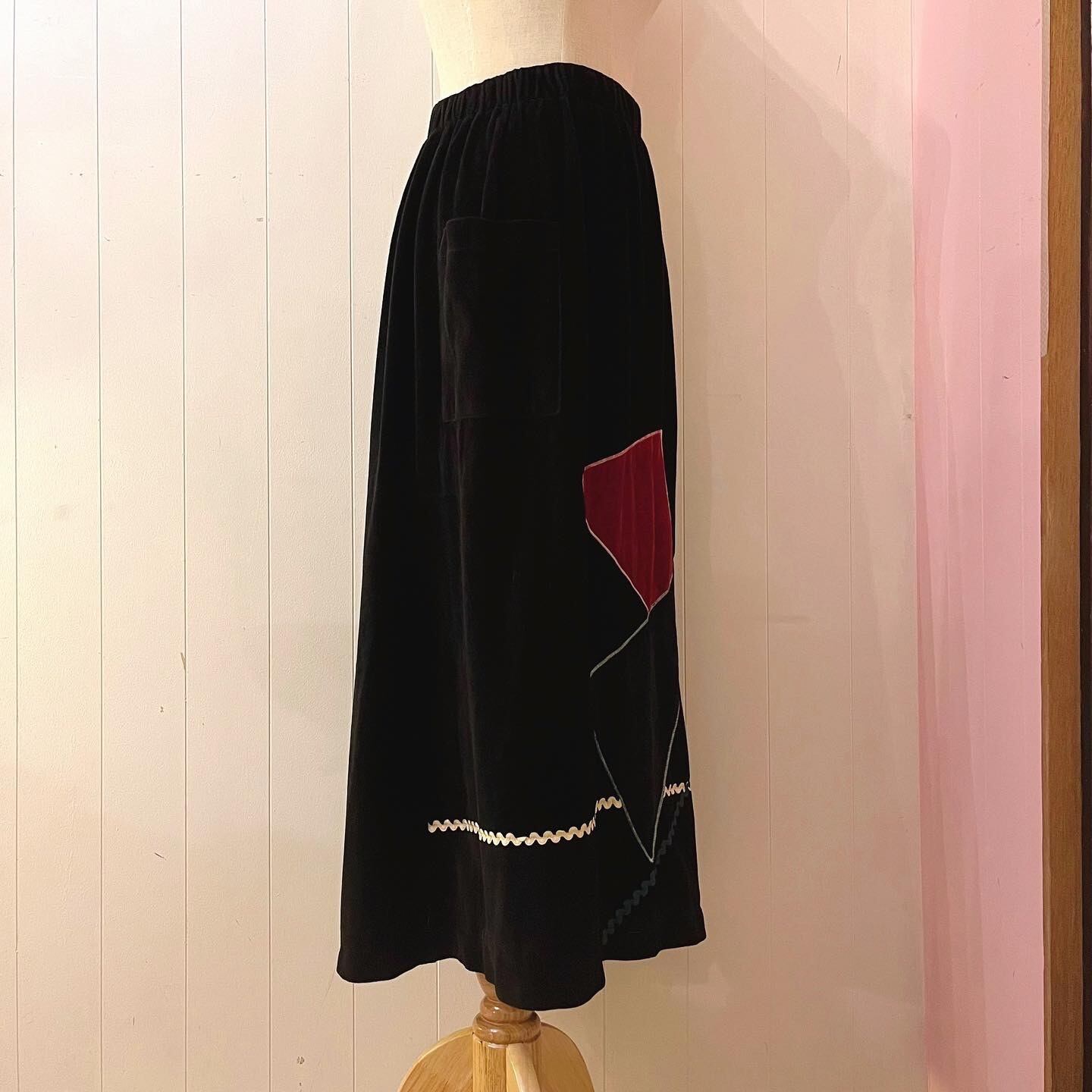 black velours △ patchwork skirt