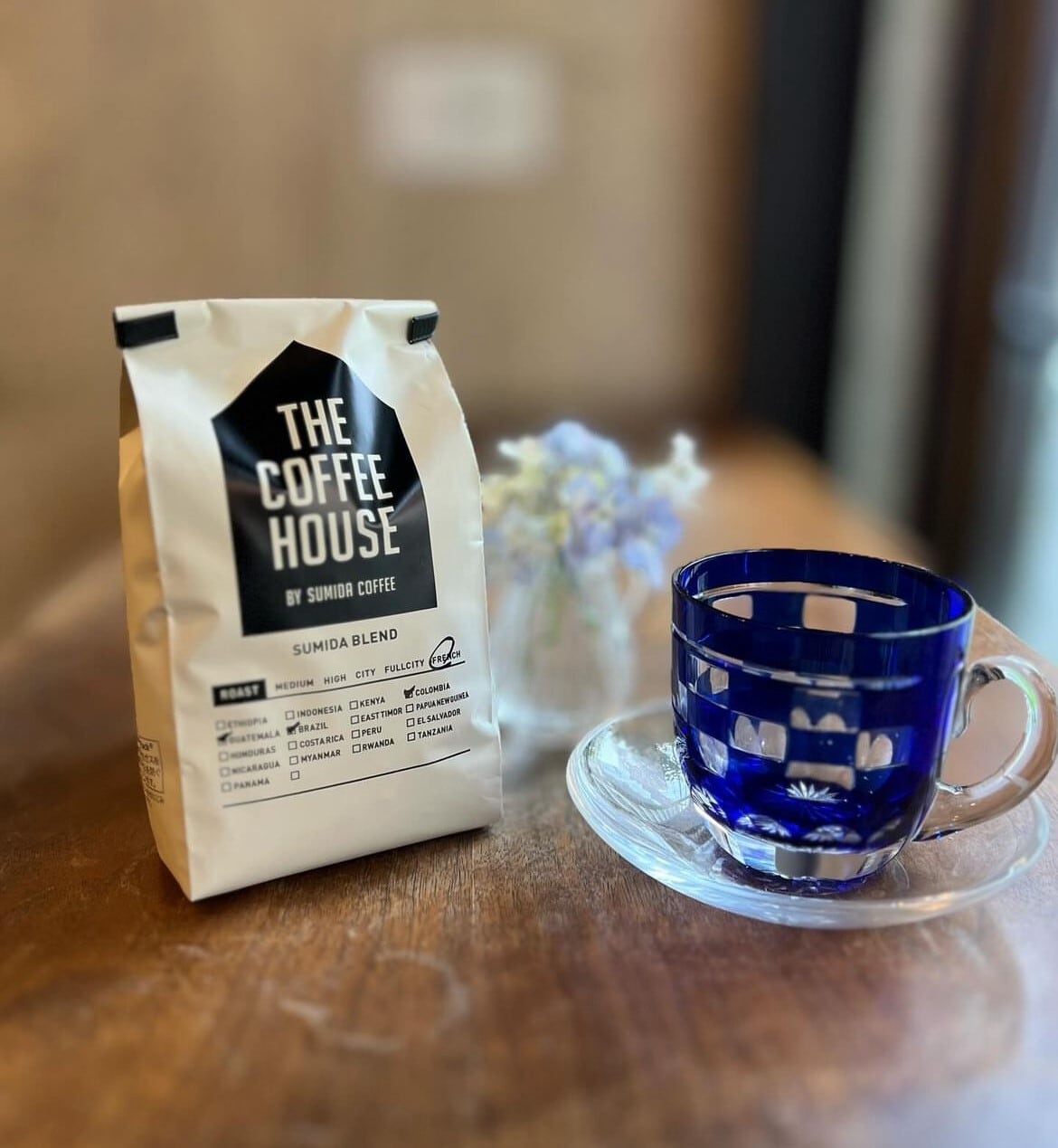 すみだ珈琲オリジナル 江戸切子カップ 市松柄 藍 | THE COFFEE HOUSE すみだ珈琲オリジナル 江戸切子カップ 市松柄 藍 | THE COFFEE HOUSE