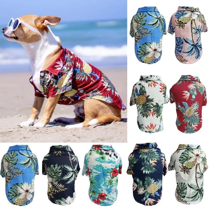 ペットアロハシャツ犬ビーチベスト猫休暇夏犬服ブルドッグペット用品