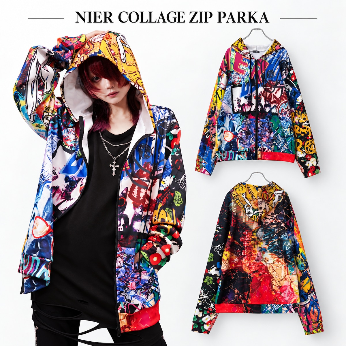 新作大特価半額SALE》NIER COLLAGE ZIP PARKA | NIER CLOTHING
