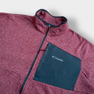 Columbia フリースジャケット XL ビッグサイズ ジップアップ フルジップ ライトアウター コロンビア アウトドア 胸ポケット ワンポイント 刺繍ロゴ US古着