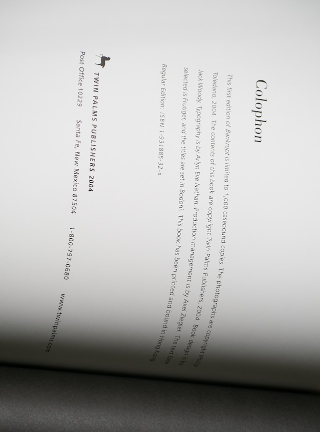 "Phillip Toledano" used BANKRUPT photo book