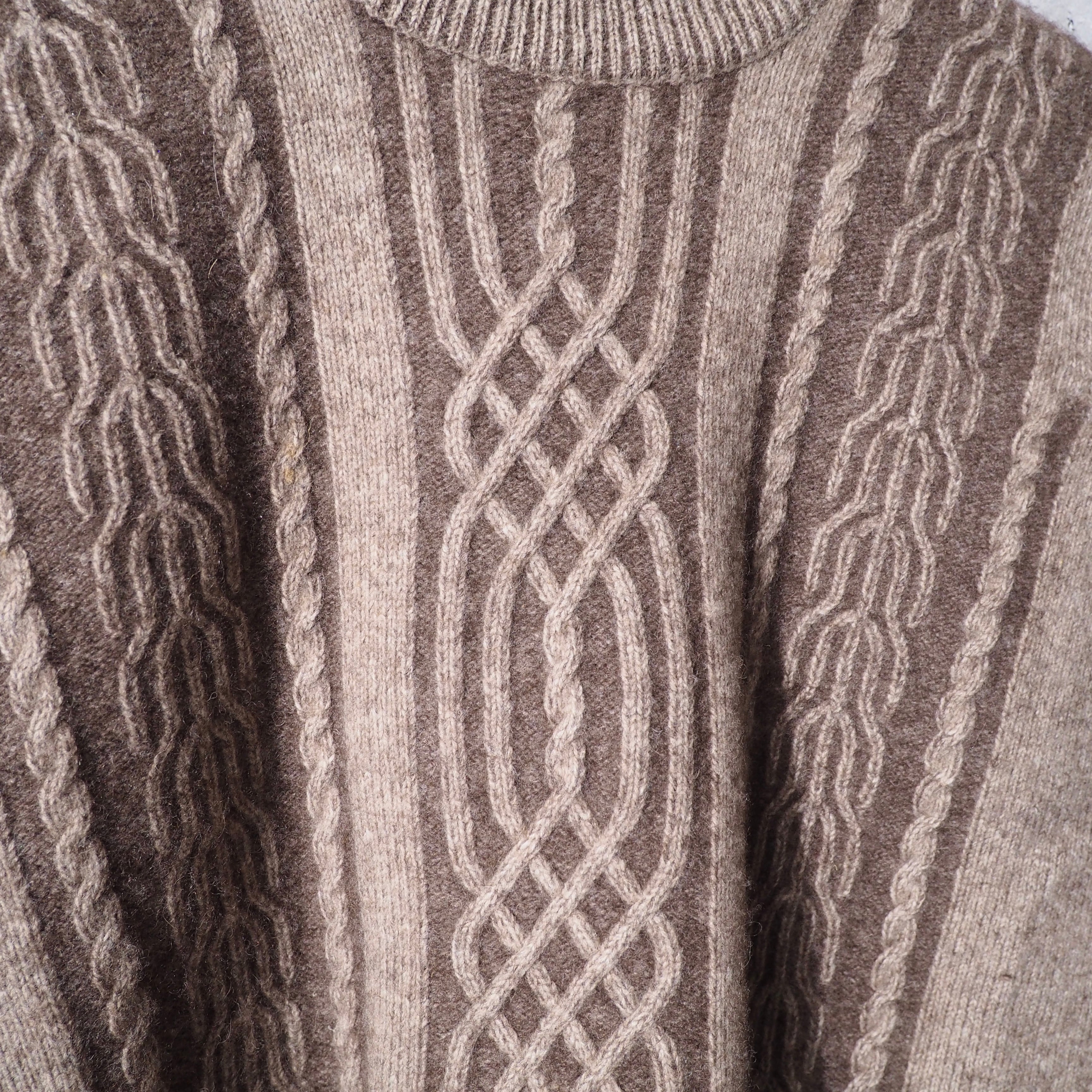 1990s " Cashmere mix " Twist Rope pattern vintage knit