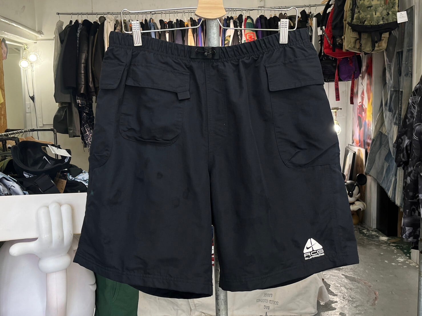 Supreme × NIKE ACG NYLON TRAIL SHORT BLACK LARGE DN3258-010 65133 ...