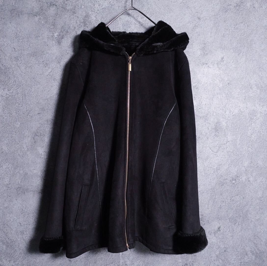 Black mouton hood jacket
