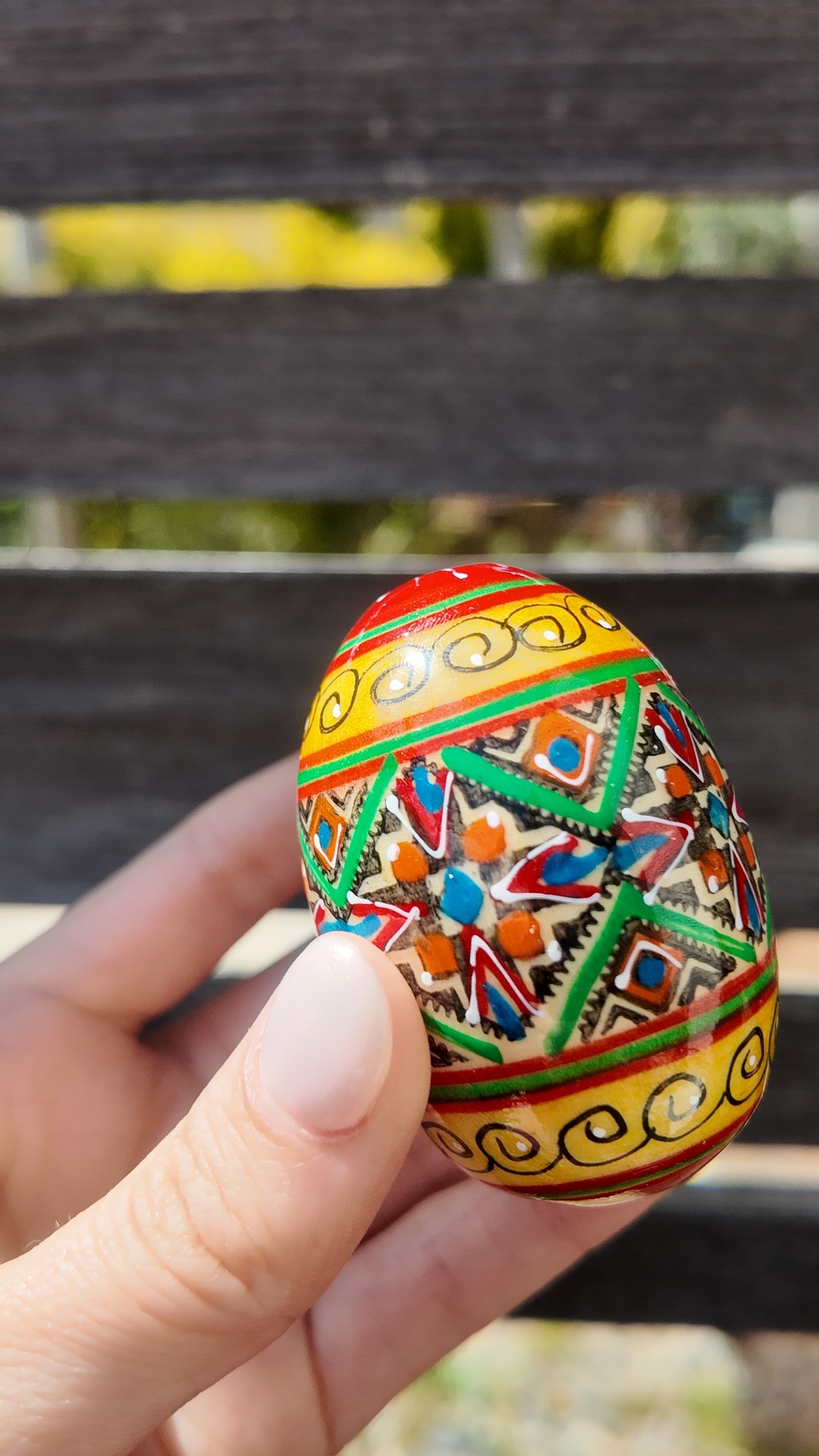 装飾用木製プィサンカ（イースターエッグ）with stand　コロミヤモデル - 4