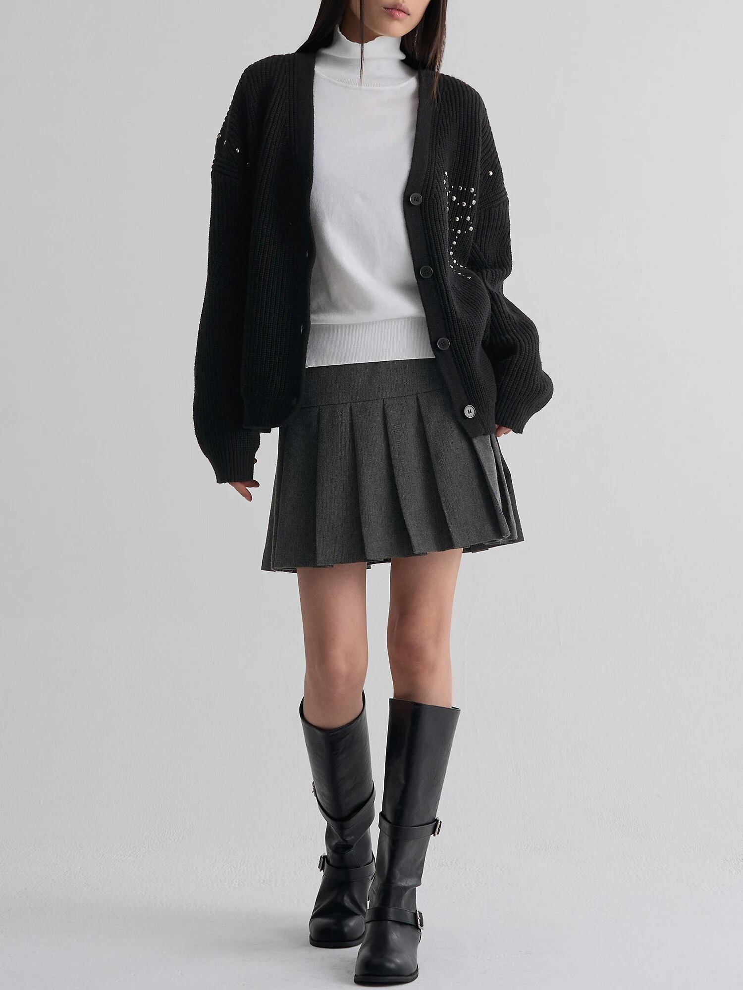 ☆IVE リズ 着用！！【8 seconds】Herringbone pleats mini skirt