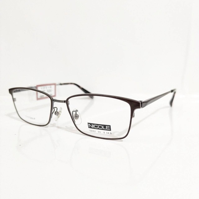 【NICOLE】スクエアメタルフレーム　ブラウン