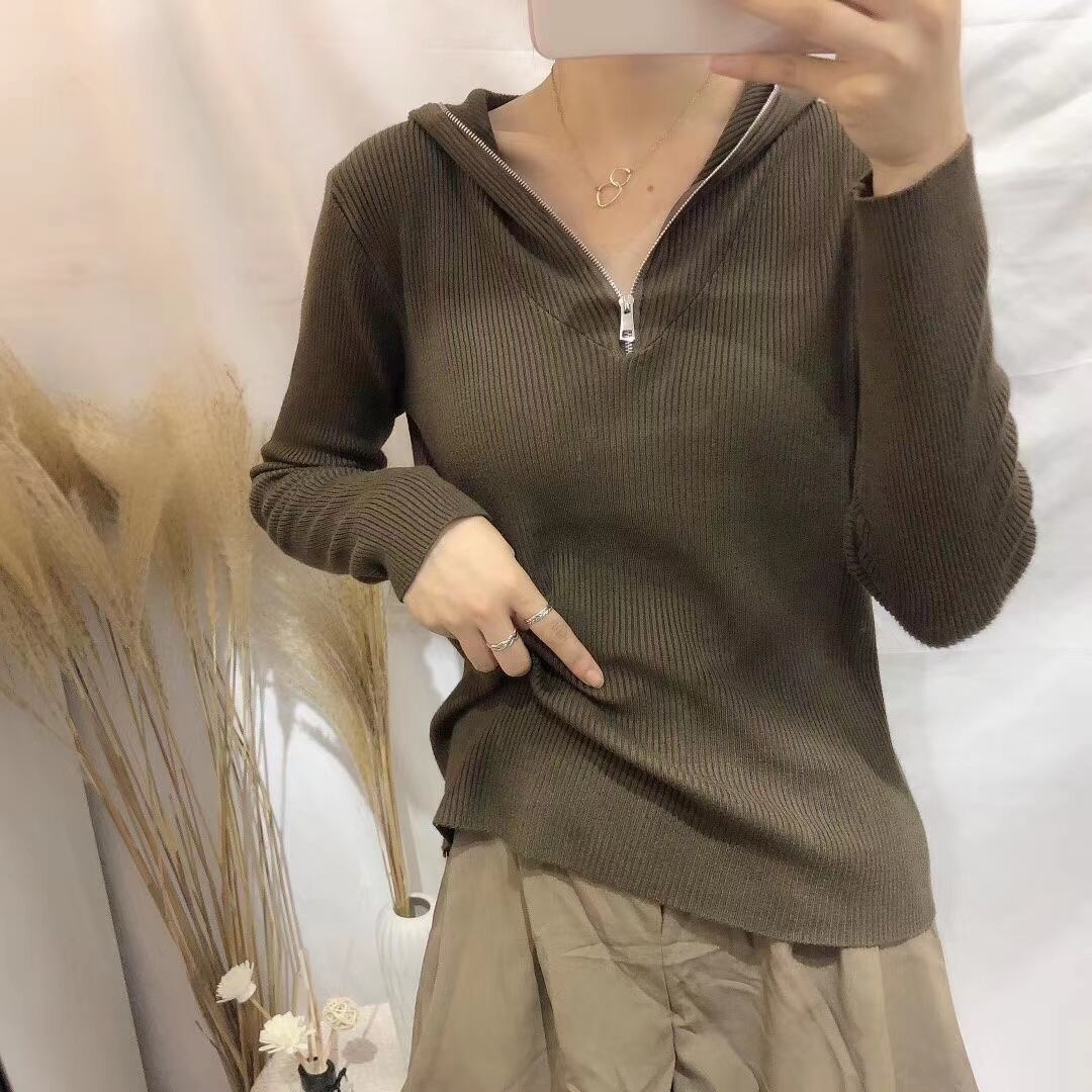 ハーフジップ　ニットフーディ　AJ111-540