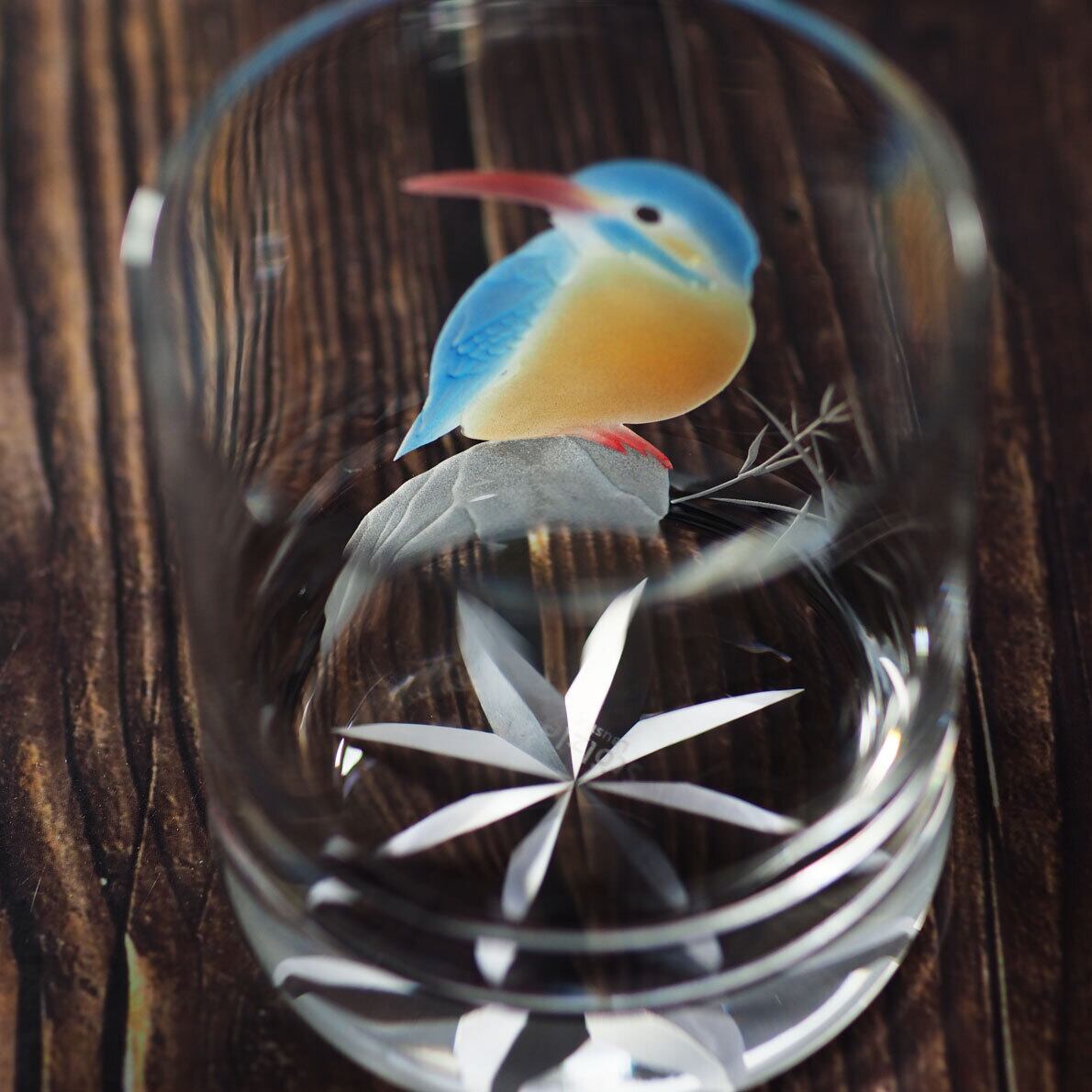 クリスタルロックグラス「彩色かわせみ」2種 | 「硝子のおくりもの記念