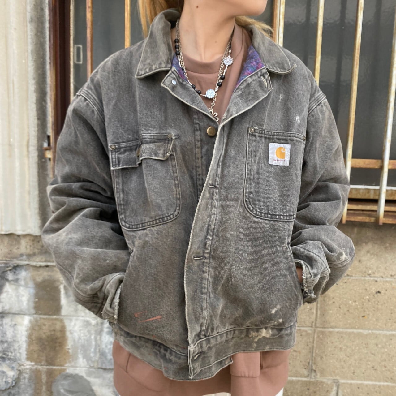 希少 carhartt デニム ボンバージャケット 80s 90s USA製-