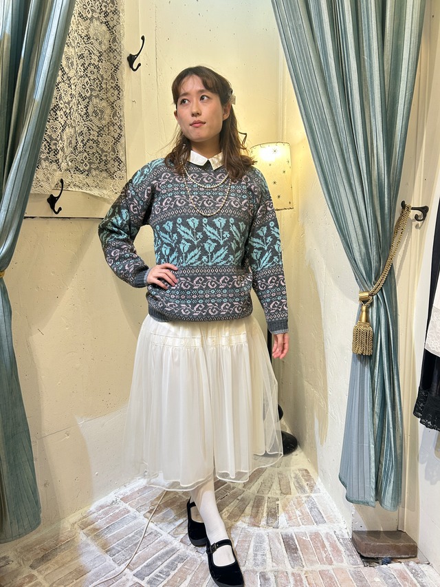 80’s gray × pink × blue pastel sweater 【dead stock】