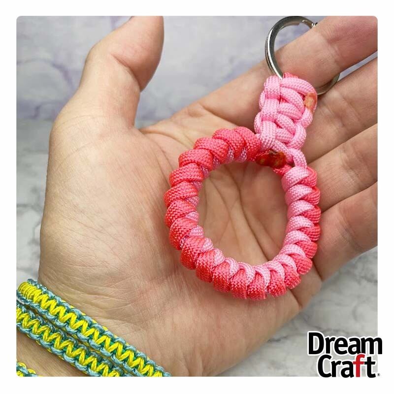 送料無料】パラコードキーリング-ピンク（ローズピンク×ピンク