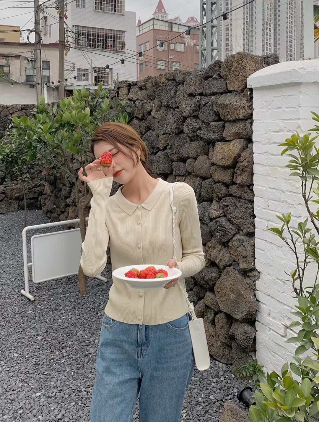 ミニ襟　リブカーデ　AJ2205-618