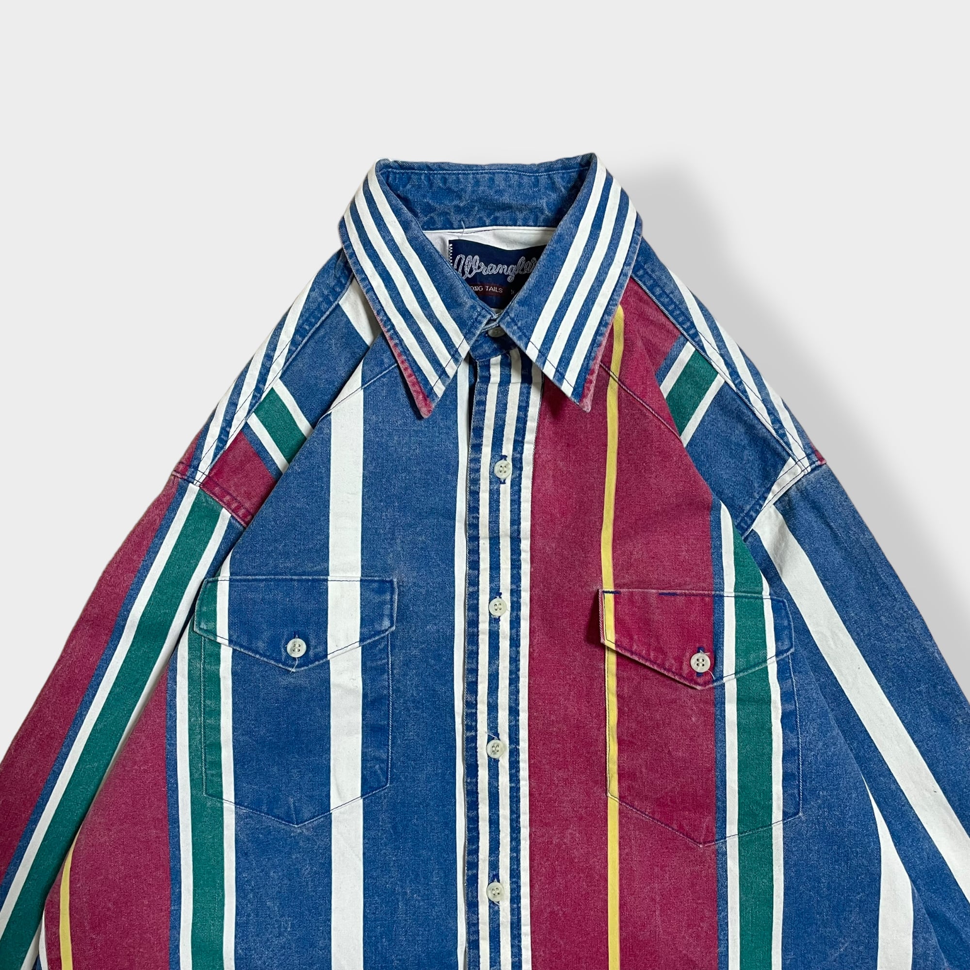 Wrangler】マルチストライプ クレイジーパターン ウエスタンシャツ 