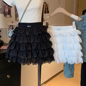 2色／レースフリルティアードミニスカート ・75345