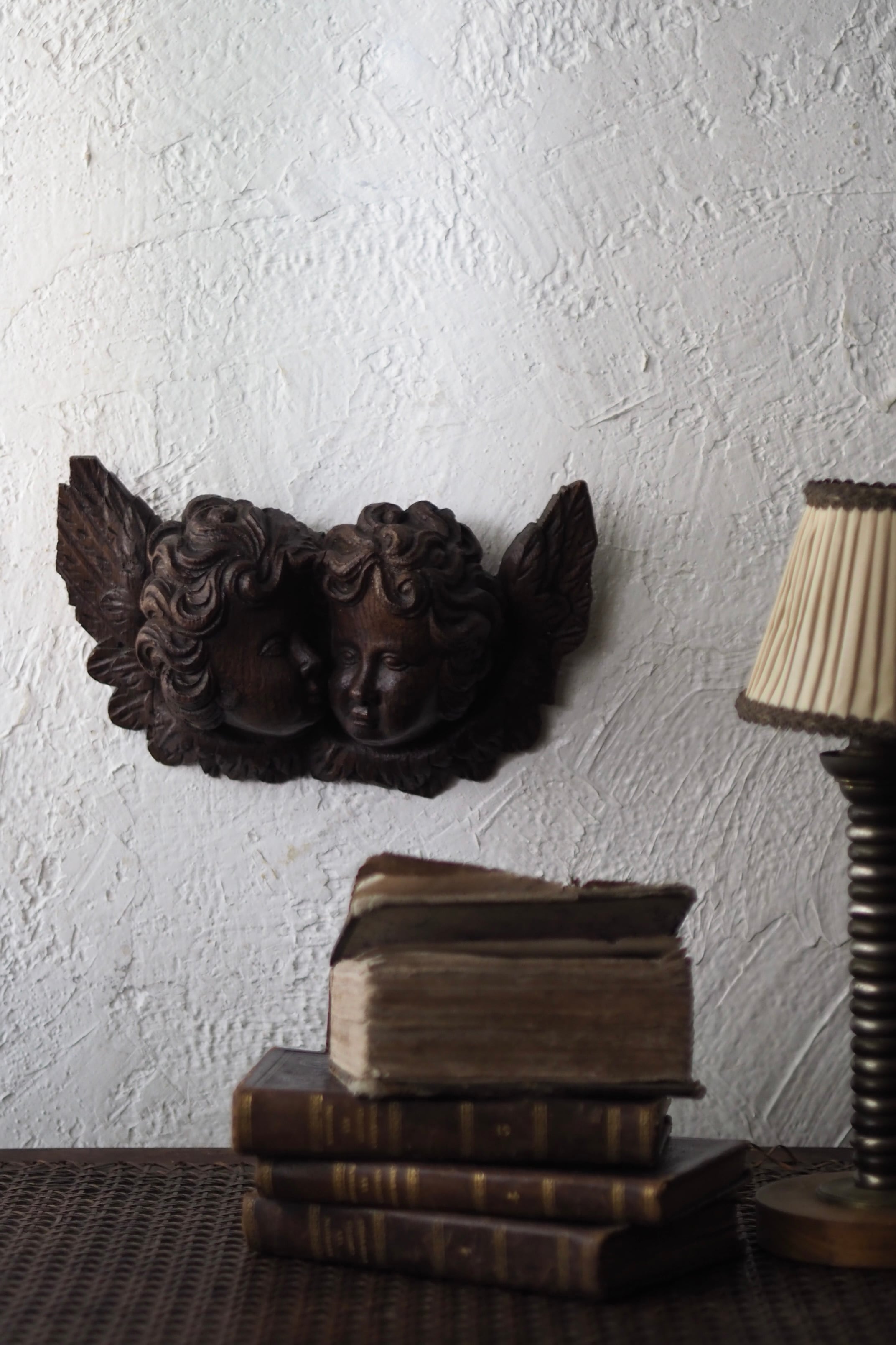アンティーク壁掛け　置物 オークの壁掛け天使-antique oak angel objet | アンティーク