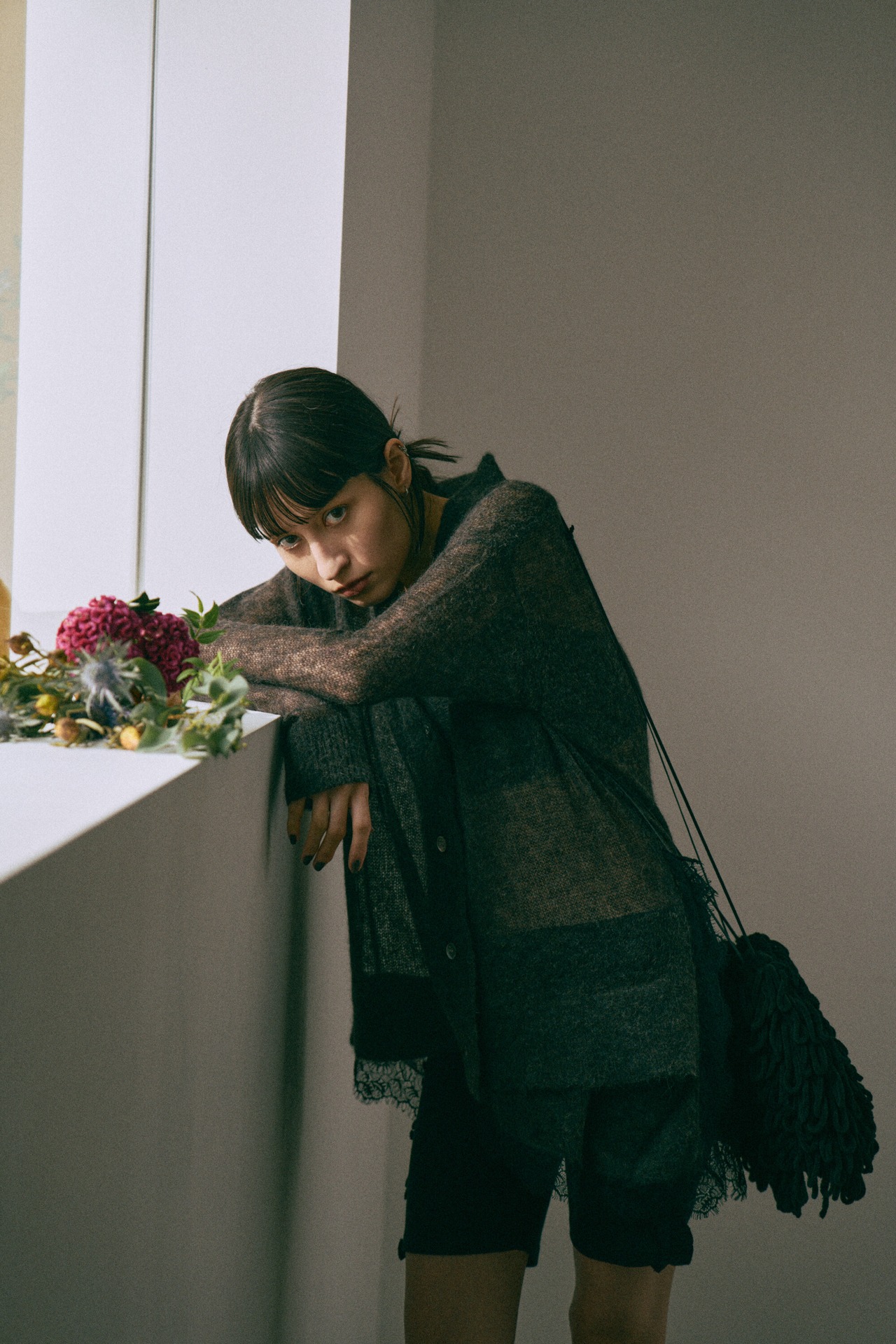 Lace Hem Sheer Cardigan knit