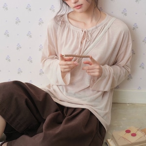ドロストリボンネックトップス ・12418 ドロストリボンネックトップス ・12418