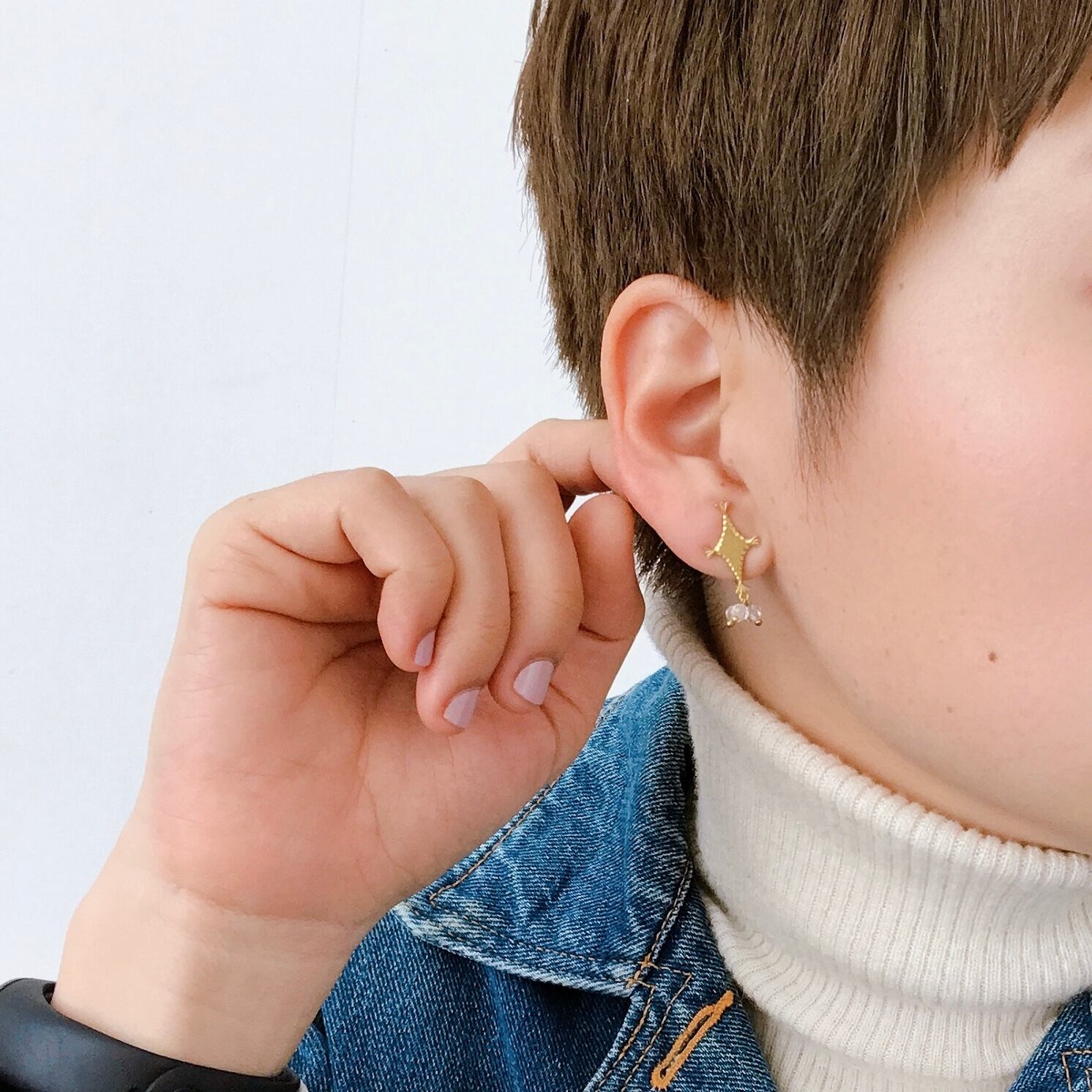 *流れ星のしずく耳飾り*