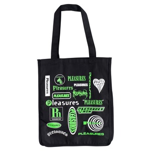 【PLEASURES/プレジャーズ】LOGORAMA TOTE BAG トートバッグ / BLACK