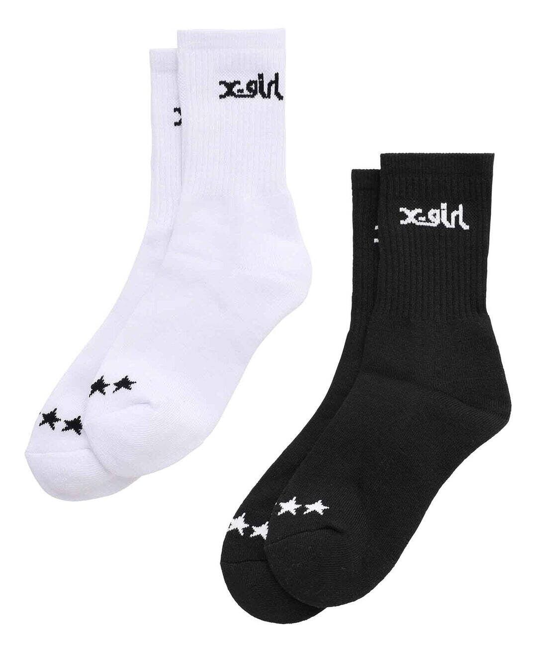 X-girl】LOGO 2P MIDDLE SOCKS ソックス 靴下 くつ下 2足セット X-girl】LOGO 2P MIDDLE SOCKS ソックス 靴下 くつ下 2足セット