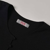 詩仙堂 シセンドウ ちりめん風 ノースリーブ トップス ベスト ジレ/ブラック レディース