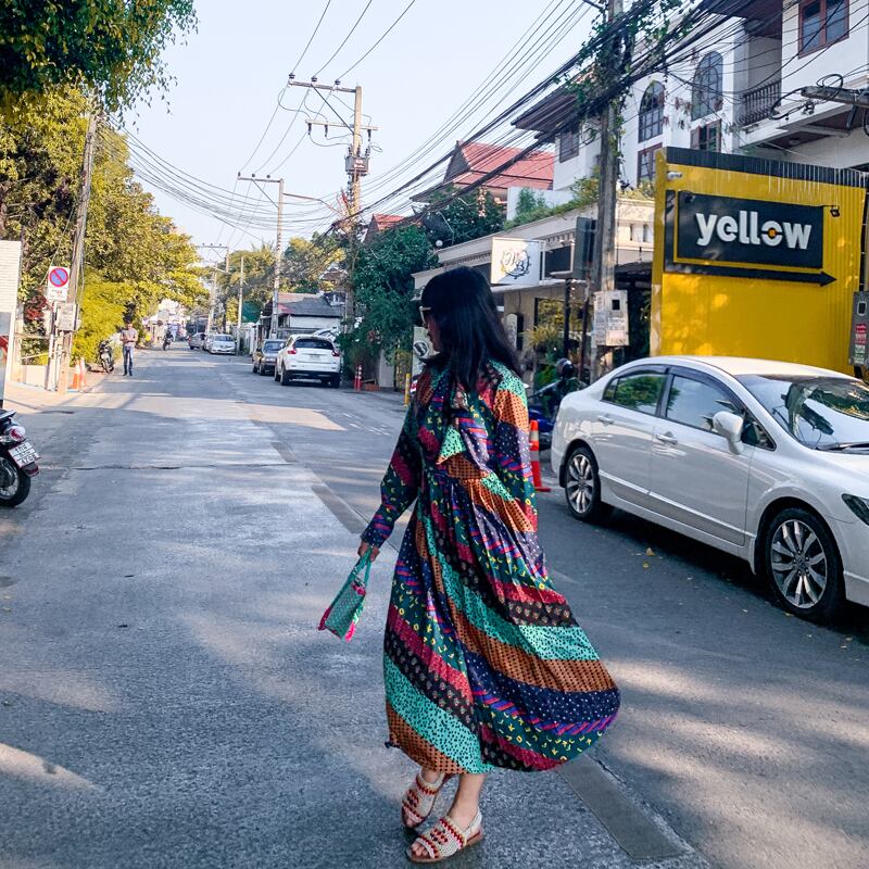 タイタイドブランドの夏の旅行pographyレトロビーチスカートエスニックプリントビッグボウコントラストカラープリーツロングドレス 延命家ファッション1419128