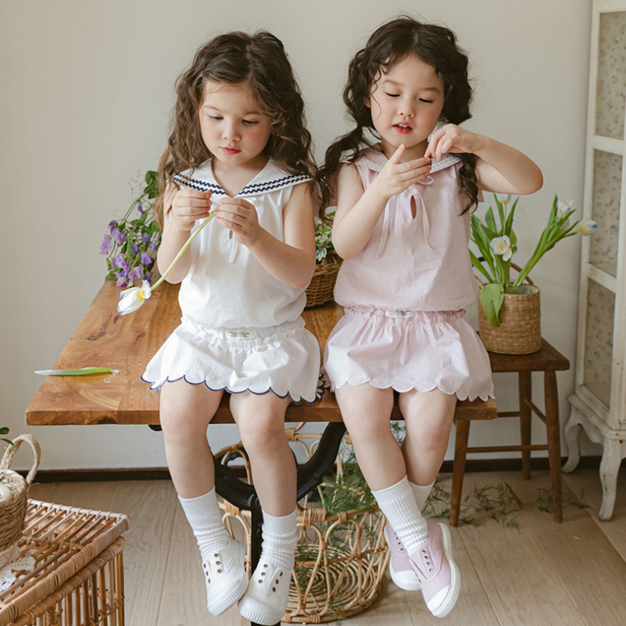 夏刺しゅうレース付きキュロットスカート