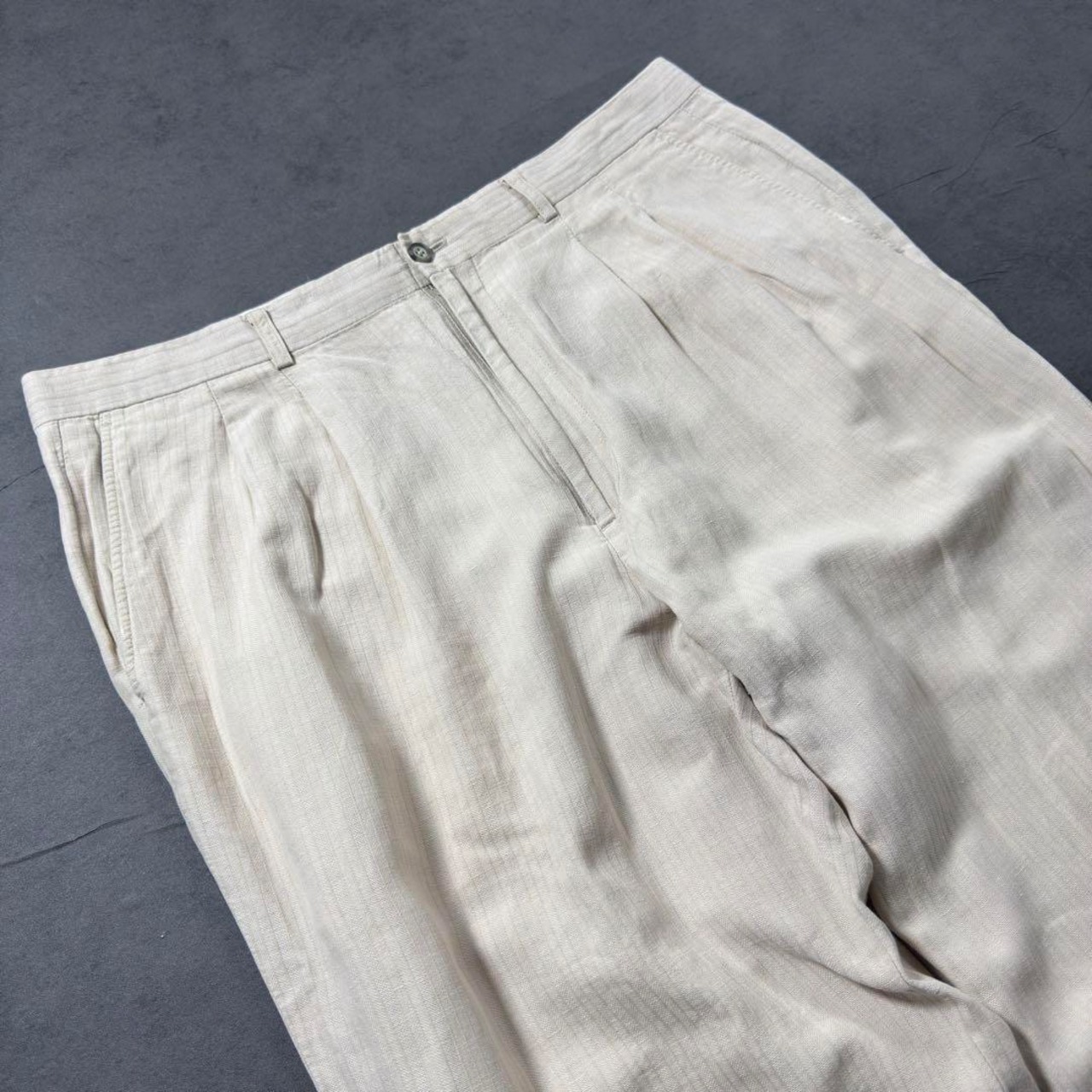 LINEN COTTON trousers W36L30 古着 - 8