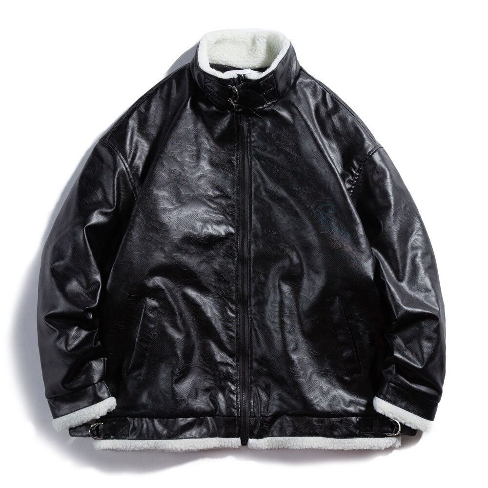 【新作】【送料無料】 Road Vintage ese Retro Lamb Wool Thick Cotton Jacket Men's Trendy BF Lazy Wind Couple All-match PU Leather Jacket-Alibaba コットン レトロ レザー ビンテージ hip6-161132932547994