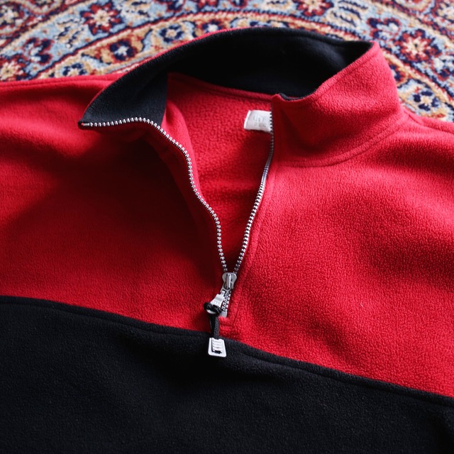 3-color switching design half-zip fleece pullover