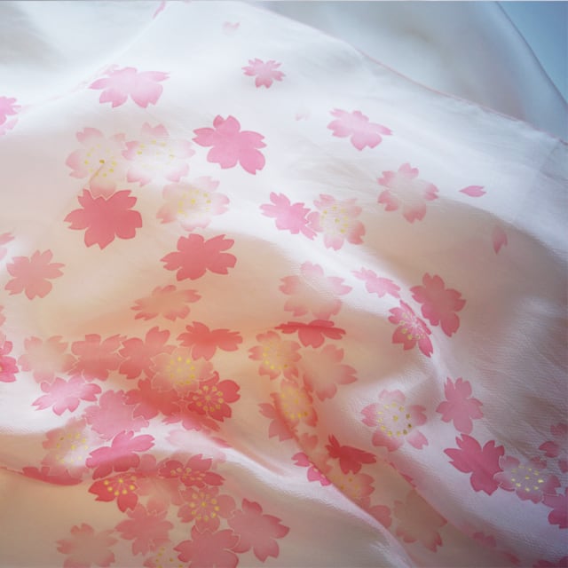 兼六園菊桜染　天女の羽衣友禅ショール | 友禅空間 工房久恒 powered by BASE