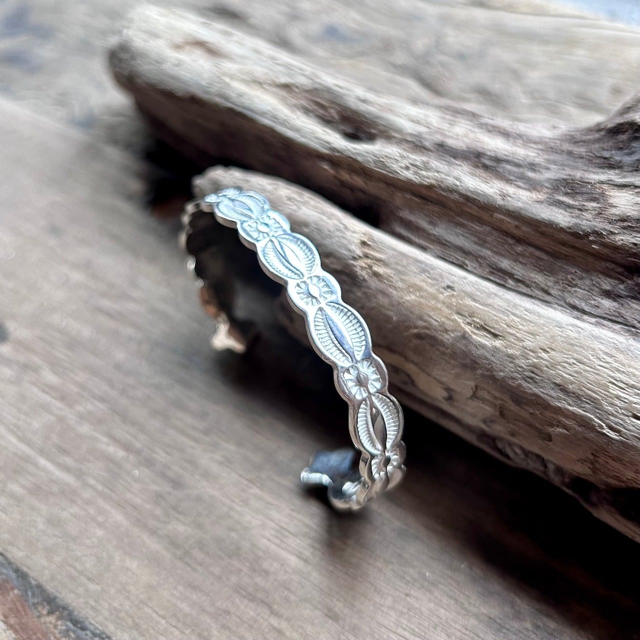 Flower & Leaf Silver Bangle | Aonoha by Crony Club