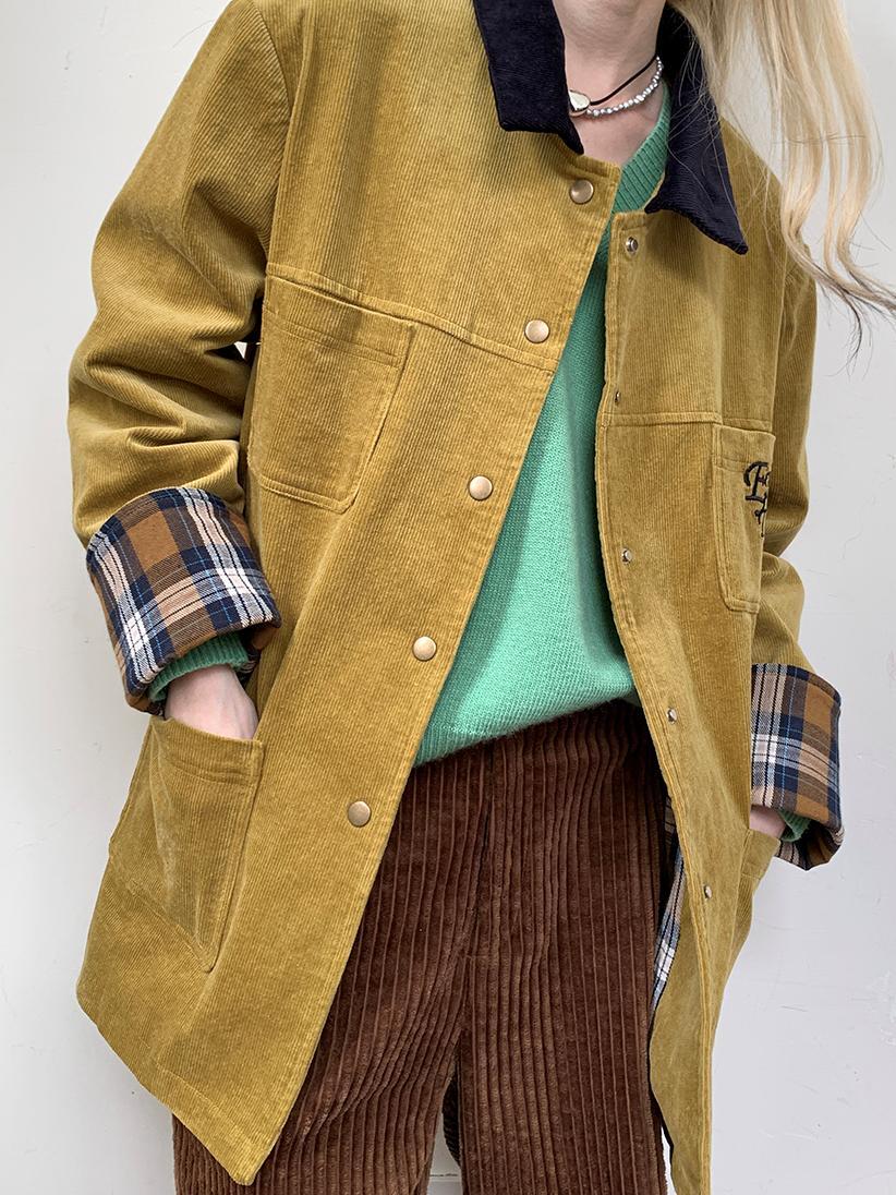 Calleo & Co コーデュロイジャケット L Corduroy plaid middle jacket（コーデュロイプレイドミドル
