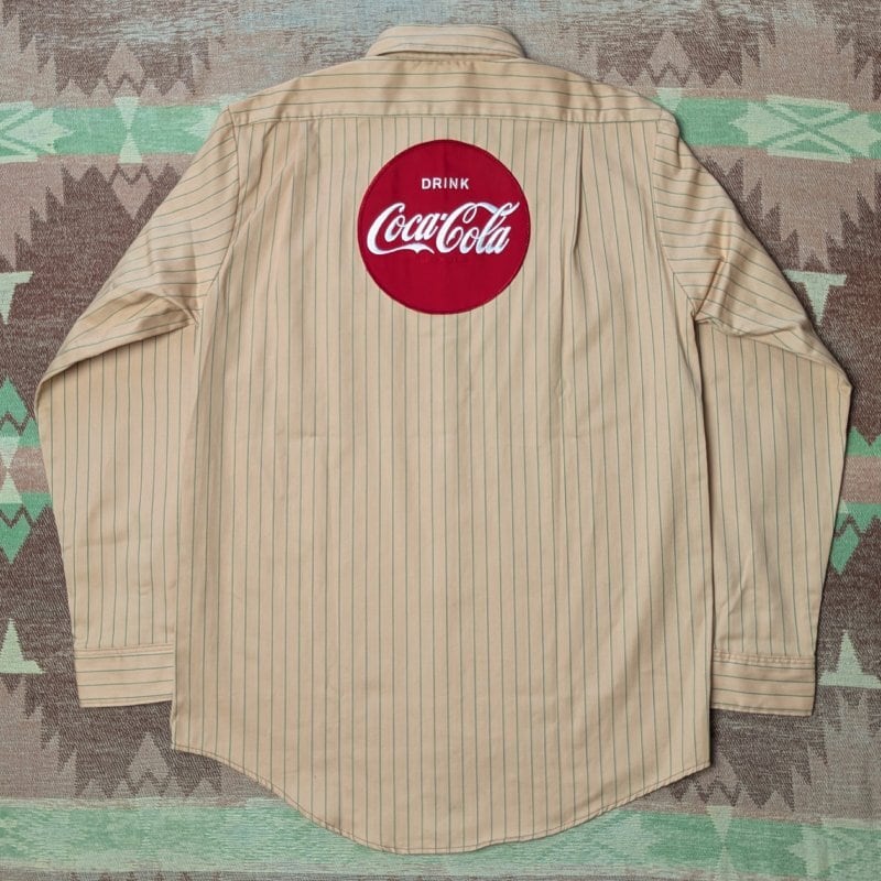 70s Lee Coca-Cola Stripe HBT Work Shirt (M) DEAD-STOCK | Wonder