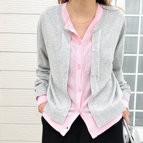 レイヤード風バイカラーカーデ