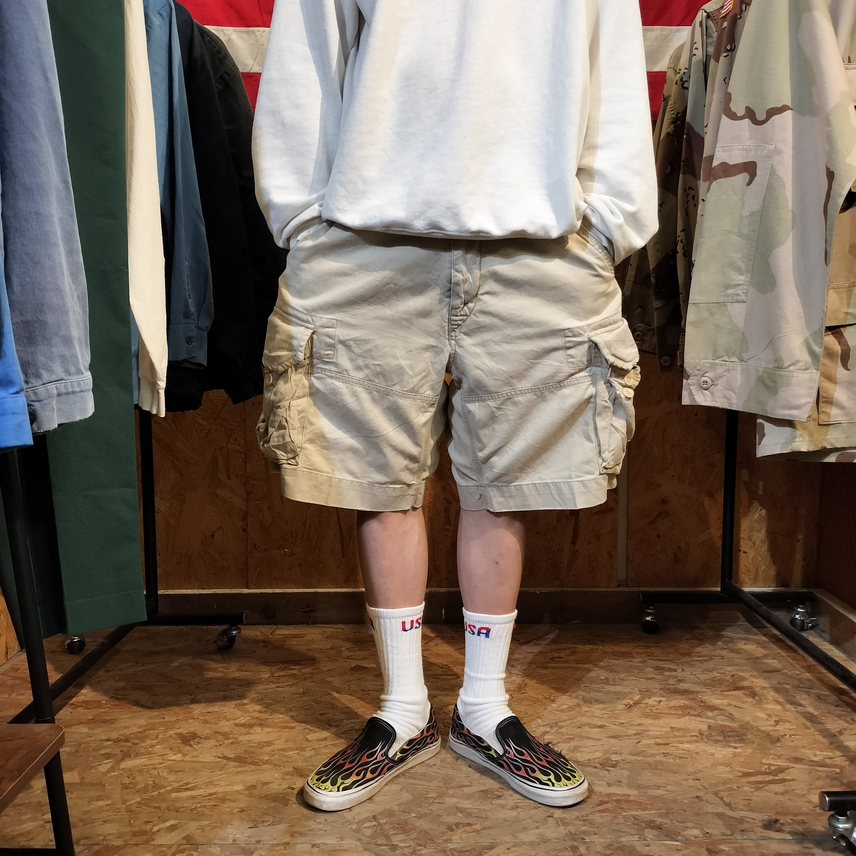 Used ショートパンツ◆w34 POLO RALPH LAUREN オフホワイト カーゴショーツ◆USA古着 ヴィンテージ