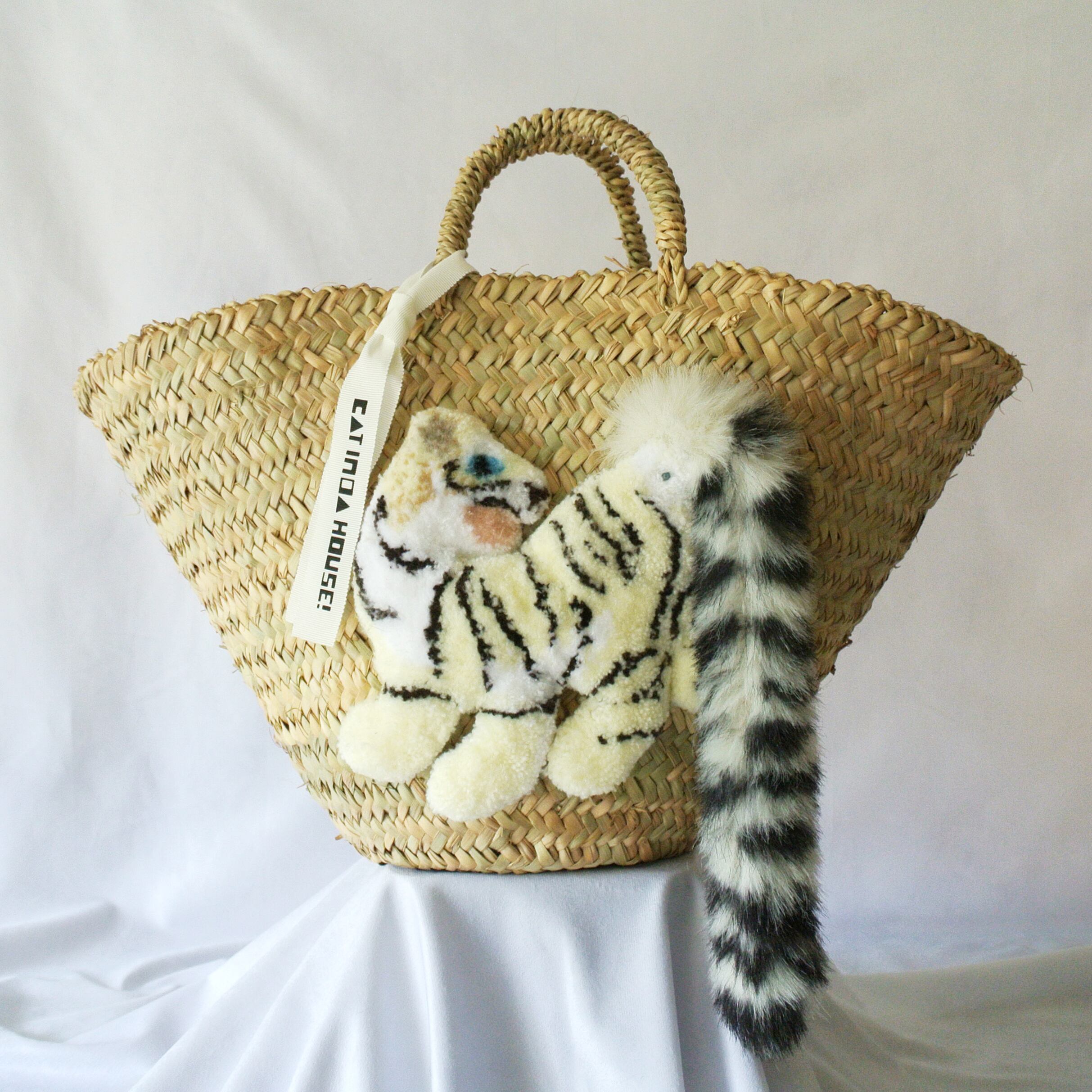 モコモコねこカゴバッグ タイガーver ホワイト Cat In Da House On Line Store