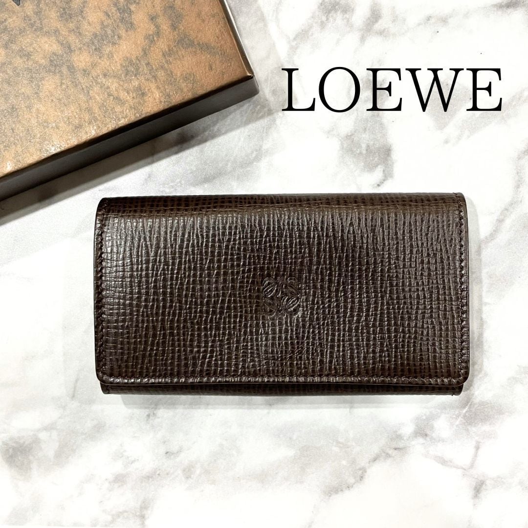 LOEWE ロエベ 6連キーケース アナグラム ロゴ レザー 茶 こげ茶 