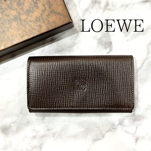 LOEWE　ロエベ　コインケース　ブラウン　レザー　ロゴ型押し