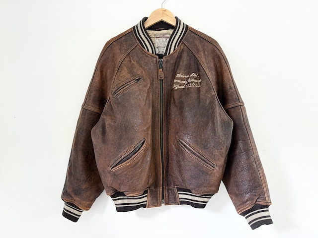 AVIREX Leather varsity jacket BROWN