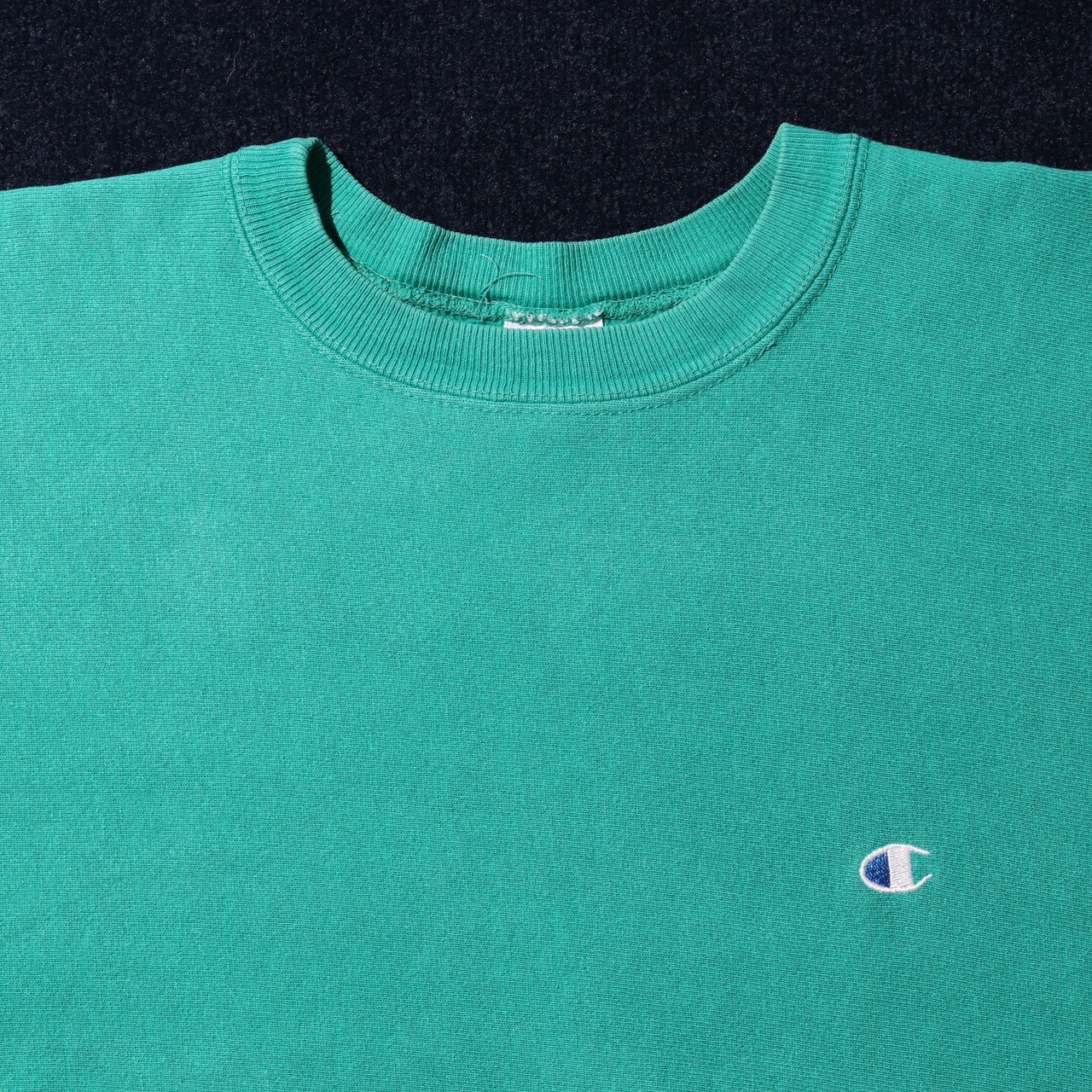 美品 L USA 90s ティール Champion Reverse weave 無地
