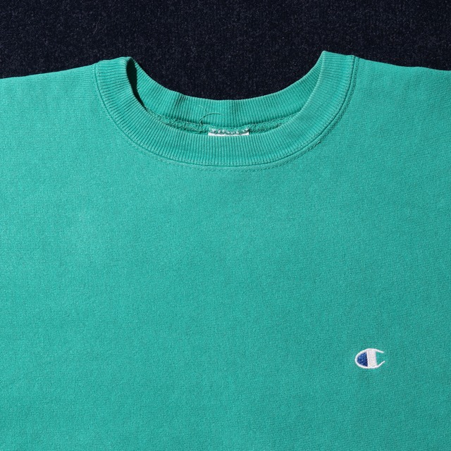 美品 L USA 90s ティール Champion Reverse weave 無地