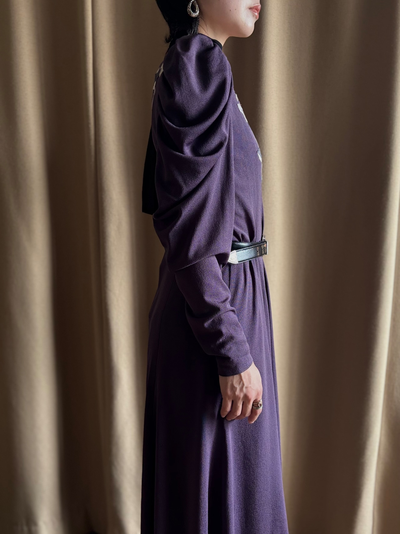 floral embroidery purple dress-5210-4