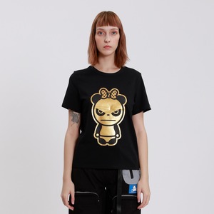 【HIPANDA ハイパンダ】レディース ゴールドプリント Tシャツ WOMEN'S GOLD PRINT SHORT SLEEVED T-SHIRT / WHITE・BLACK