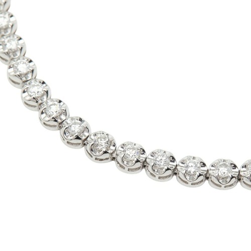 Pt900 プラチナ K18WG ホワイトゴールド ハーフコンビ ダイヤ2.14ct テニスブレスレット ブレスレット レディース 【中古】